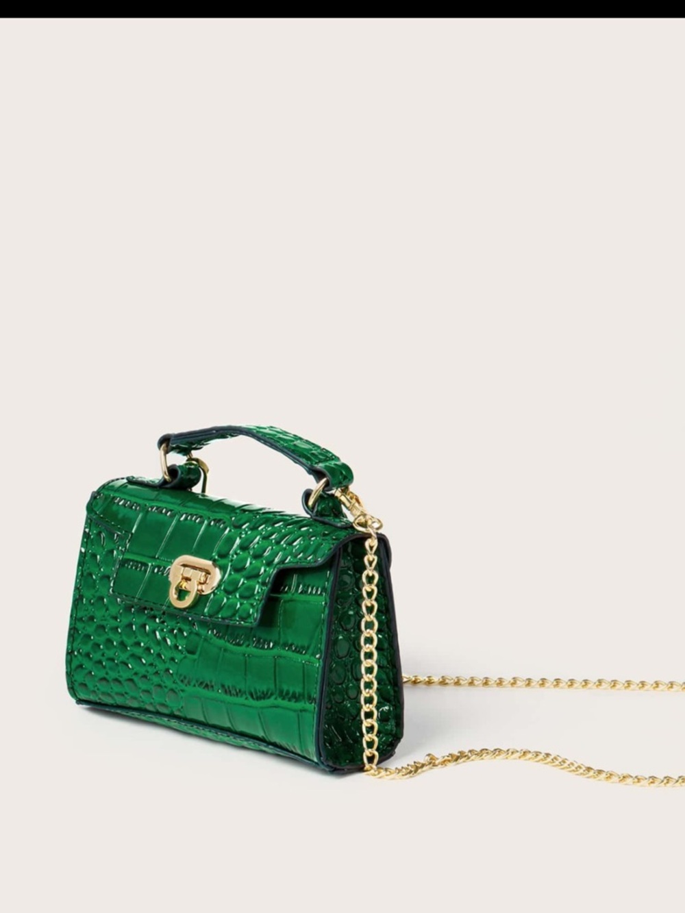 Green Croc-Embossed Top Handle Bag - Women - Picture 2 of 5